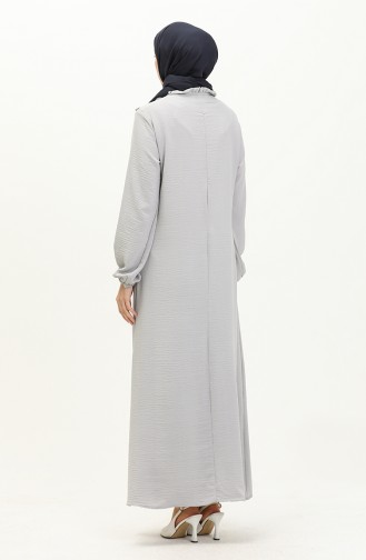 Aerobin Stoff Schulter Ruffle Kleid 0038-03 Grau 0038-03
