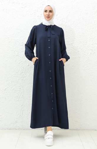 Tie Collar Buttoned Dress 24Y8860-04 Navy Blue 24Y8860-04