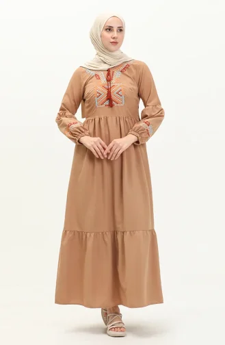 Robe Brodée 24Y8968-03 Café au Lait 24Y8968-03