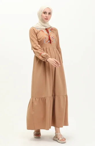 Robe Brodée 24Y8968-03 Café au Lait 24Y8968-03