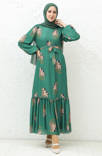 Chiffonkleid mit gerafftem Rock 6041-01 Grün 6041-01