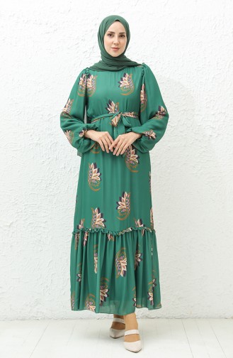 Chiffonkleid mit gerafftem Rock 6041-01 Grün 6041-01
