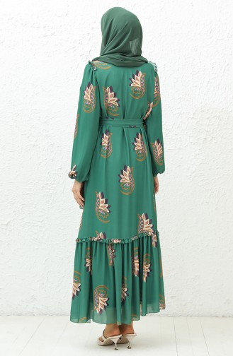 Chiffonkleid mit gerafftem Rock 6041-01 Grün 6041-01