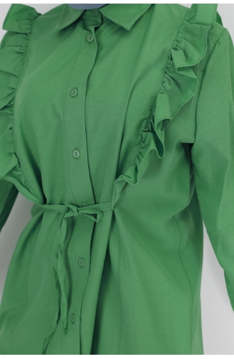 Bağlama Detayli Poplin Kumaş Tunik Gömlek 71093-03 Yeşil