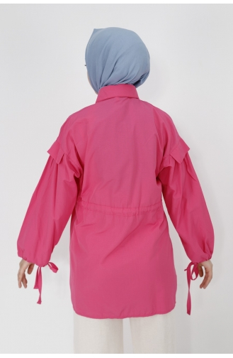 Beli Ve Kolu Bağlama Detayli Tunik Gömlek 71092-04 Fuşya