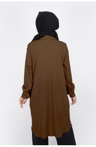 Bürümcük Kumaş Tunik Gömlek 10258-04 Kahverengi