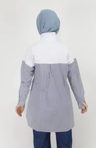 Fermuar Detayli Gömlek Detayli 2 İplik Kumaş Sweatshirt 71085-03 Beyaz