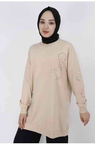 İnci Taş Detayli 2 İplik Sweatshirt 2081-04 Taş