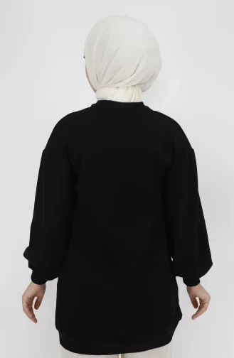 İnci Ve Nakiş Detayli 2 İplik Kumaş Sweatshirt 71105-03 Siyah