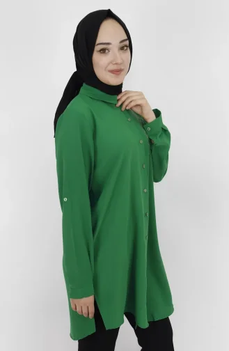 Jessica Kumaş Taş Baskili Tunik Gömlek 10377-03 Yeşil