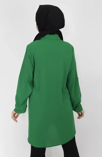 Jessica Kumaş Taş Baskili Tunik Gömlek 10377-03 Yeşil