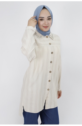 Beige Overhemdblouse 8770-01