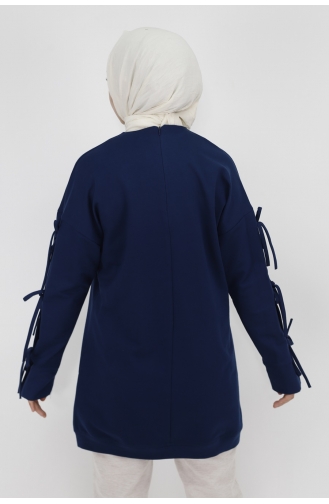 Kolu Bağlama Detayli 2 İplik Kumaş Sweatshirt 71106-01 Lacivert