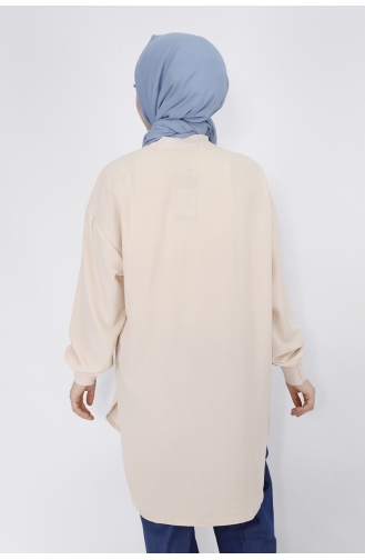 Puane Broş Detayli Aerobin Kumaş Tunik 20493-03 Taş