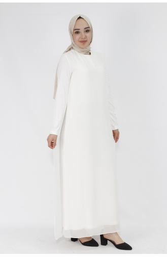 White Hijab Dress 12447-02