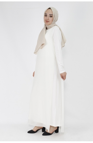 White Hijab Dress 12447-02