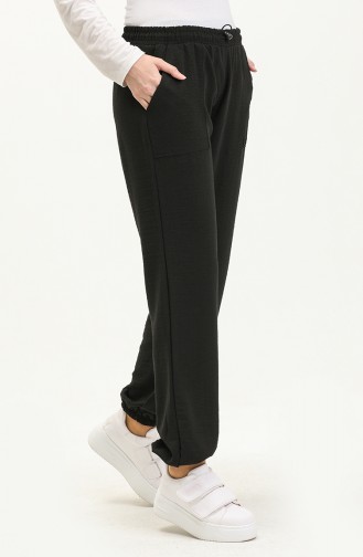 Pocketed Linen Trousers 5108-01 Black 5108-01