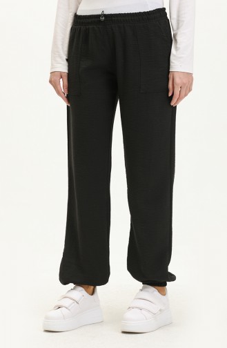 Pocketed Linen Trousers 5108-01 Black 5108-01