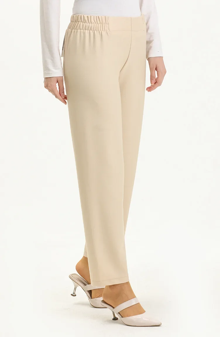Beli Lastikli Pantolon 1983L-03 Krem 1983L-03