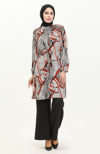 Viscose Print Two Piece Suit 0043-02 white Orange 0043-02