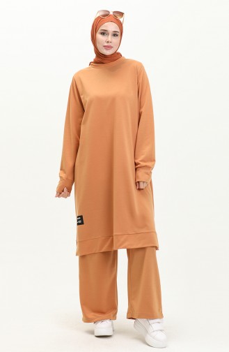 İki İp Tunik Pantolon İkili Takım 0044-01 Camel