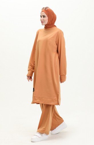 İki İp Tunik Pantolon İkili Takım 0044-01 Camel