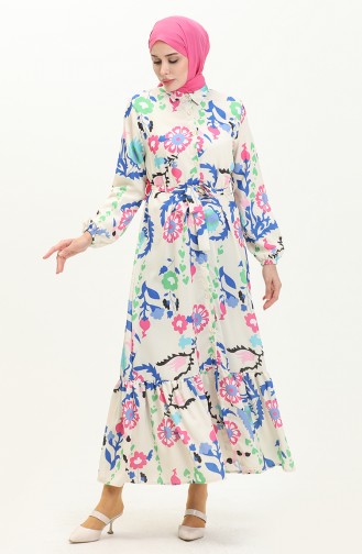 Gemustertes Kleid mit gerafftem Saum 4425-01 Saks 4425-01