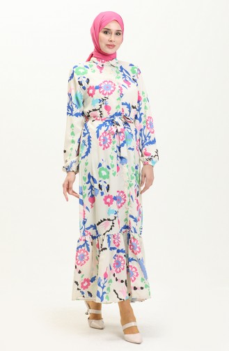 Gemustertes Kleid mit gerafftem Saum 4425-01 Saks 4425-01
