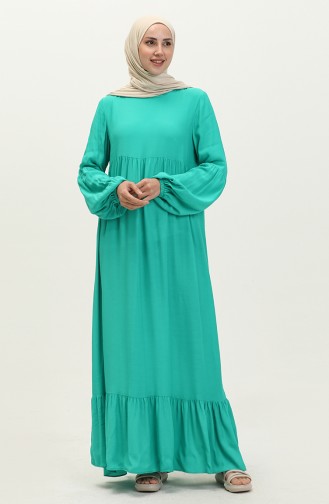 Büzgülü Elbise 1866-02 Yeşil