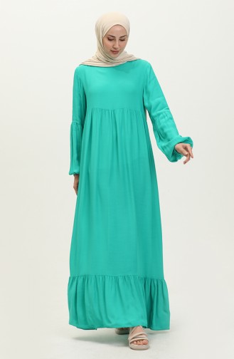 Büzgülü Elbise 1866-02 Yeşil