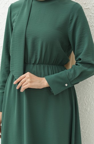Aerobin Fabric Shirred Waist Dress 40200-02 Emerald Green 40200-02