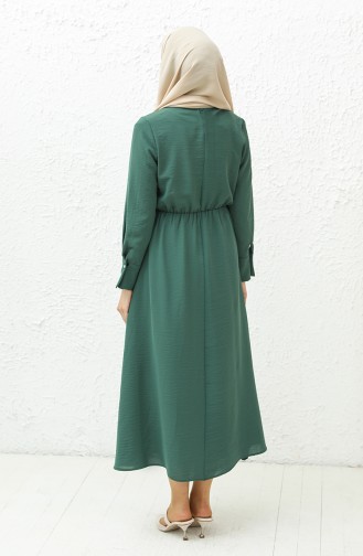 Aerobin Fabric Shirred Waist Dress 40200-02 Emerald Green 40200-02