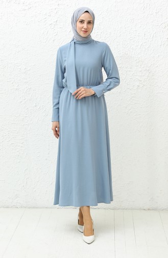 Aerobin Stoff gerafftes Kleid 40200-04 Blau 40200-04