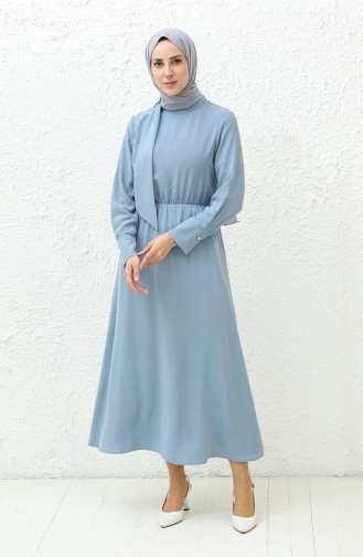 Aerobin Stoff gerafftes Kleid 40200-04 Blau 40200-04