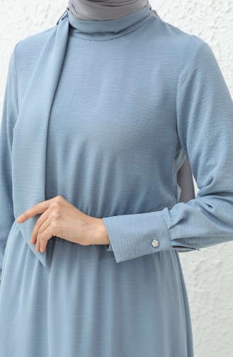 Aerobin Stoff gerafftes Kleid 40200-04 Blau 40200-04