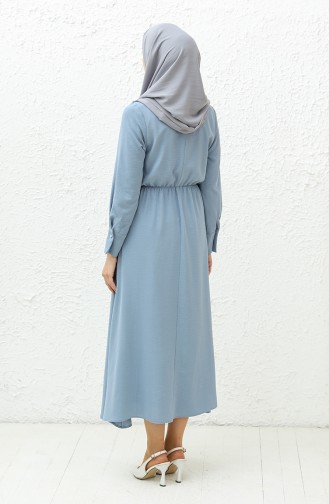 Aerobin Stoff gerafftes Kleid 40200-04 Blau 40200-04