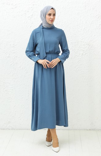 Aerobin Stoff gerafftes Kleid 40200-06 Indigo 40200-06