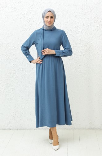 Aerobin Stoff gerafftes Kleid 40200-06 Indigo 40200-06