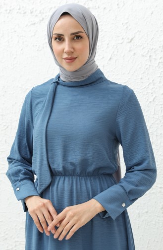 Aerobin Stoff gerafftes Kleid 40200-06 Indigo 40200-06