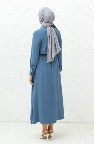 Aerobin Stoff gerafftes Kleid 40200-06 Indigo 40200-06