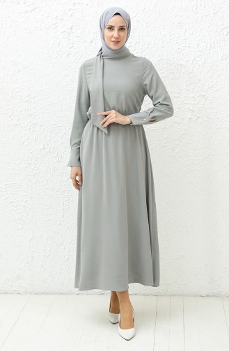 Aerobin Fabric Shirred Waist Dress 40200-07 Gray 40200-07