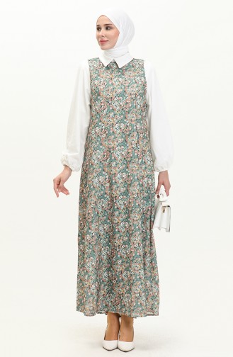 Floral gemustertes Kleid 0002-02 Grün 0002-02