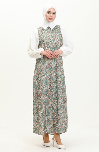 Floral gemustertes Kleid 0002-02 Grün 0002-02