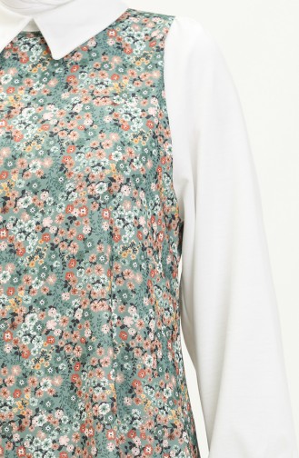 Floral gemustertes Kleid 0002-02 Grün 0002-02