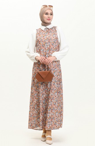 Floral gemustertes Kleid 0002-03 Nerz 0002-03