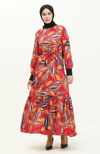 Geripptes Viskosekleid 0012-01 Rot 0012-01