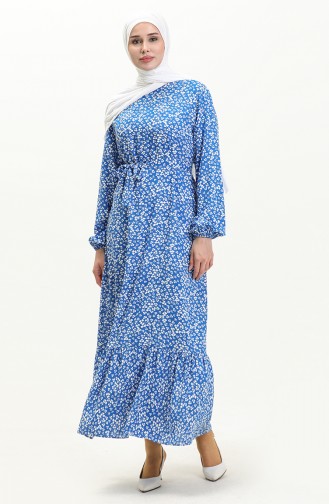 Robe à Ceinture 0014-01 Bleu Roi 0014-01