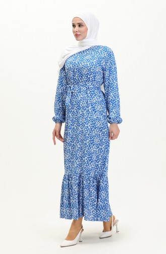Robe à Ceinture 0014-01 Bleu Roi 0014-01