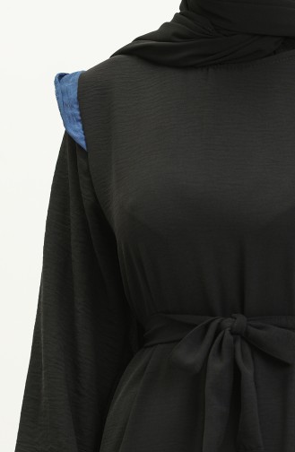Aerobin Fabric Colour Garniertes Kleid 0040-01 Schwarz Marineblau 0040-01