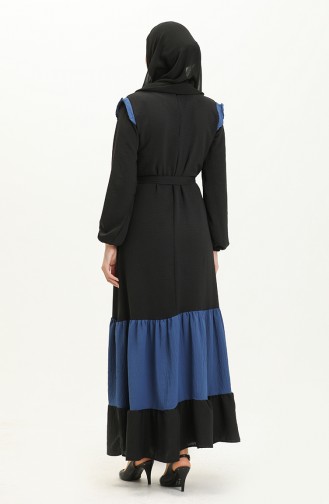 Aerobin Fabric Colour Garniertes Kleid 0040-01 Schwarz Marineblau 0040-01